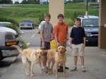 Ian, Trigg and Ben with Pete and Abe (Yellow Labs, not brothers!)
